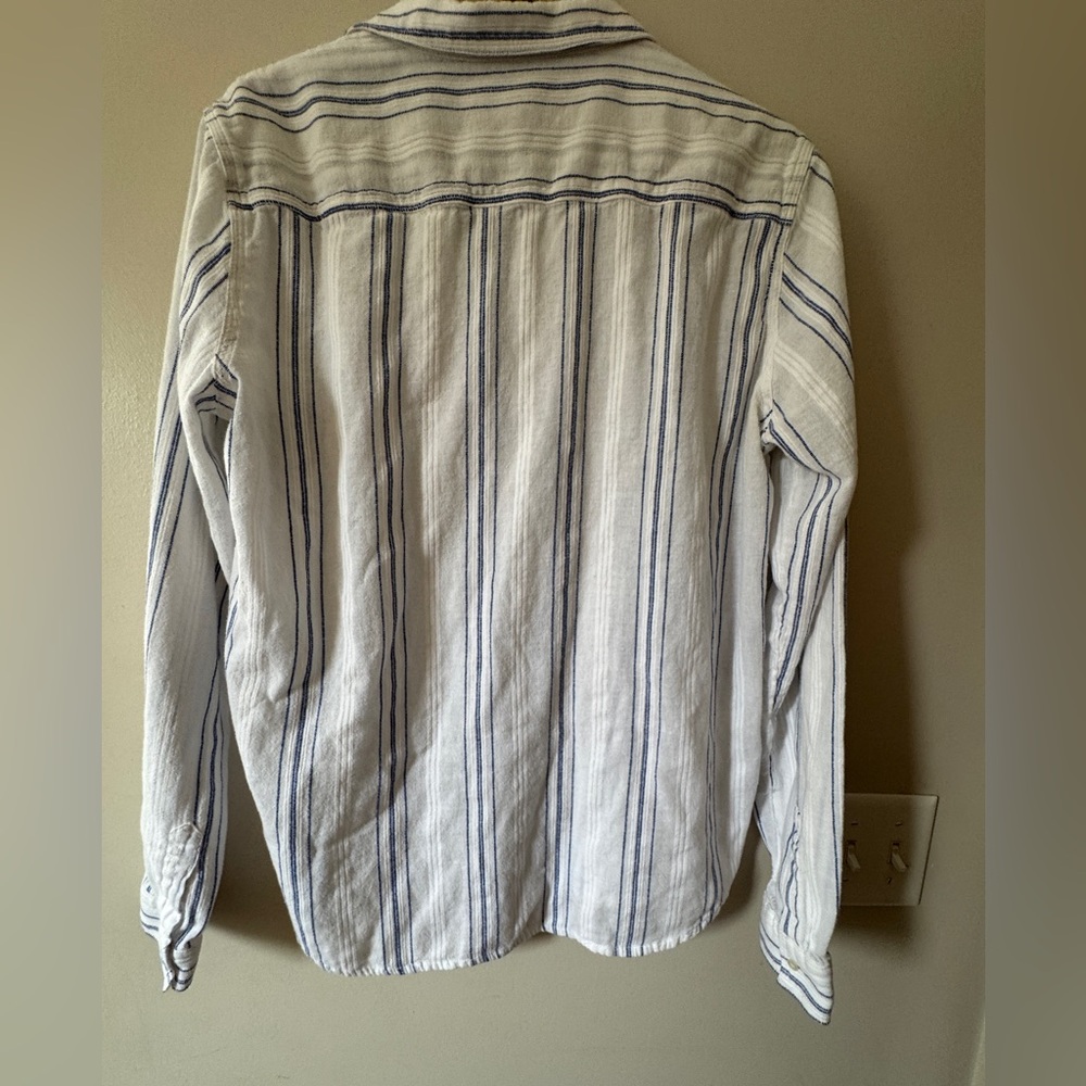 Victoria’s Secret Beachy Cotton Striped Button down shirt XL - Picture 2 of 10